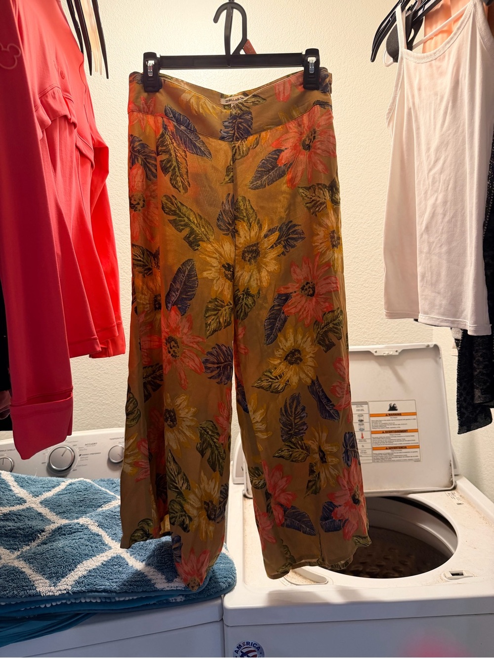 Billabong Mustard Floral Wide-Leg Pants